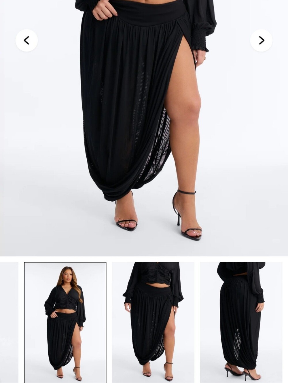Fashion Nova Black Draped High-Slit Maxi Skirt